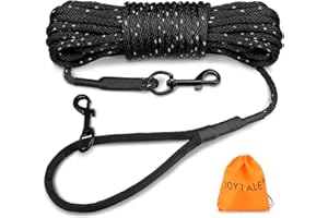 Joytale Correa de Adiestramiento para Perros, 5M Correas Largas con Asa Acolchada y Dos Mosquetones para Perros Pequeños y Cachorros, Negro