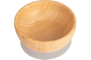 Children's Bamboo Dinner Dessert Cereal Bowl with Strong Stay Put Suction Cup - Great for Baby Toddler Weaning - Eco Friendly Kids Food Bowls - Grey - by Tiny Dining