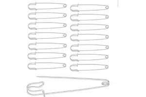 HONOFLUX 15 Pcs Large Safety Pins, 3 Inch / 75 mm Strong Heavy Duty Extra Large Safety Pin for Clothes, Shawl Big Kilt Pins for Fixed Blankets, Thick Fabric,Leather,Crafts, Arts, Clothes, Brooch Making(Silver)