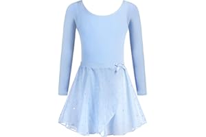 Arshiner Traje de Ballet Vestido de Ballet para Niñas de Dos Piezas Ropa de Ballet para Niños de Manga Corta Leotardo de Ballet de Algodón con Falda Tutú 3-11 Años