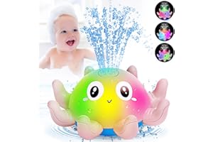 Jovicos Badewannenspielzeug, Oktopus Spray Wasserspielzeug Baby Badespielzeug mit Licht, Badespielzeug Baby ab 1 Jahr, Baby Badewann Spielzeug Baby Geschenk (Rosa