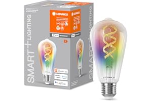 ‎LEDVANCE LEDVANCE E27 Edison LED Lampe, Smart Home Wifi Leuchtmittel mit 4,8 W (470Lumen), Weißglas, RGBW Lichtfarbe (2700-6500K), dimmbar und kompatibel mit Alexa, google oder App, Lampen im 1er-Pack