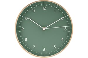 LUUK LIFESTYLE Elegante Reloj de Pared Verde Oscuro (24cm), Movimiento Cuarzo Silencioso sin Tic TAC, Regalo Primer Piso, Números arábigos, Decoración Minimalista, Apto para Salon, Cocina, Oficina