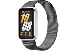 Yisica Metal Stainless Steel Loop for Samsung Galaxy Fit 3 Strap Women Men, Adjustable Comfortable Magnetic Milanese Mesh Replacement Strap for Samsung Galaxy Fit 3
