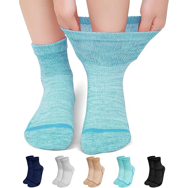 Dr.Socks Set van 4 sokken voor diabetici, zonder elastische band, ademende bamboe sokken, extra brede naadloze sokken voor gezwollen voeten, zwart, 43-45 EU