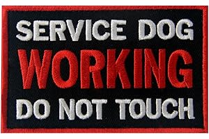EMBTAO Service Dog Working Do Not Touch Service Traitement des chiens Ne pas toucher Emballage de gilets/harnais Brodé Fastener à Crochet et Boucle Patch
