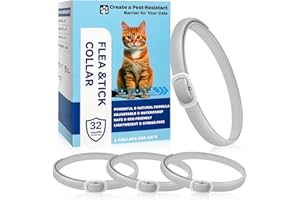 NICEJOOE Cat Flea and Tick Collar,4 Pack Flea Treatment for Cats,32 Months Effective Protection,Adjustable Waterproof Cat Flea Colla for Kitten Medium Large Cats