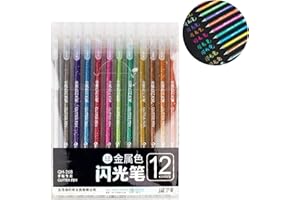 weigav Lot de 12 stylos métalliques liquides pour livre d'or de mariage, anniversaire, page noire de l'album, album de scrapbooking blanc