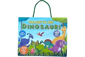 EURO PUBLISHING - Valigetta dei Dinosauri - cm 26,5x21,5 (include 2 libri da colorare+1 sticker book+100 stickers attacca e stacca)