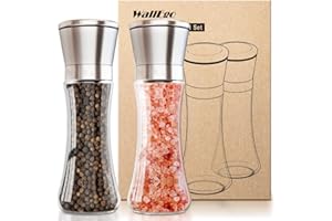 WALLEGO Macina Sale Pepe, Smerigliatrice Ceramica Finezza Regolabile. macinapepe manuale (Set di 2 pezzi)