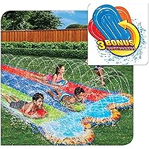 BANZAI Triple TAG Racing Slide - 16-Foot 3-Lane Water Slide With Splash Pool