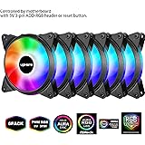 upHere 5V PWM ARGB LED 120mm Case Fan For PC Cooling super Silent 5V 6 Pack-Supports ASUS Aura Sync/GIGABYTE ARGB Fusion/MSI