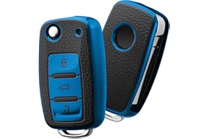 OATSBASF Autoschlüssel Hülle VW, VW Golf Schlüsselbox, Schlüsselhülle Cover für vw Polo Passat Skoda Seat 3-Tasten (P-Blau)