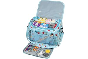 ‎JOZEA JOZEA Aufbewahrungstasche für Wolle, Stricknadeln und häkelnadeln, besonders ultimative Organisation leichtes Garn Tasche für Reisen und unterwegs (hellblau)