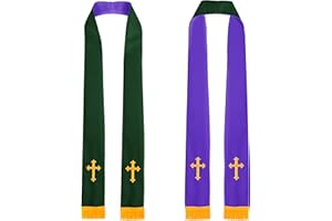 IvyRobes Reversibile Stola del Clero - con Croce Ricamata in Oro - 229cm Sacerdote Clericale ha Rubato - Chiesa Accessorio Unisex
