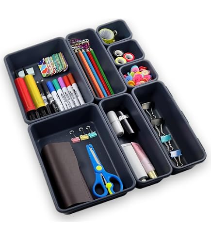 Aililong Organizer Per Cassetti 16 Pezzi - Divisori In Plastica Trasparente, 4 Misure Diverse (7,5x7,5 / 15,1x7,5 / 22,8x15,1 Cm) Per Trucco, Ufficio, Cucina, Impilabili