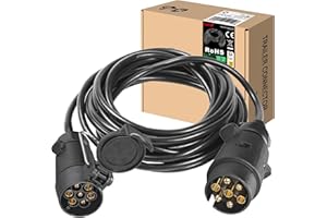 CXTM Cavo per rimorchio, 7 poli su 7 poli, cavo di prolunga per rimorchio, 7 poli, 6 m, 7 poli su 7 poli, cavo adattatore universale per rimorchio/RV/roulotte/auto (6 m)