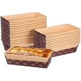 Amosfun Rectangular Paper Molds 25 Paper Bread Molds | Brown Color, Material Paper, Size 5.91 X 2.36 X 2 Inches, 25 Paper Bre