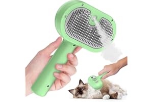 SONGSIER Cepillo par Perros Gatos,Steamy Brush Autolimpiante Cepillos de Aseo para Mascotas para Pelo Largo y Corto para Eliminar los Enredos, la Capa Base Muerta y la Suciedad Hasta