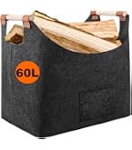 2 Cestini PortaLegna In Feltro Grigio 55x30x40 Cm - Pieghevoli, Grandi, Con Manici, 60L, Carico 60kg