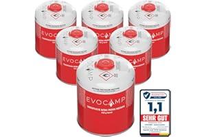 EVOCAMP 6X cartucho de gas Propano Butano 450g, cartucho de rosca europea 7/16", botellas de gas para camping 809ml, bombona de gas, puede utilizarse para barbacoas Weber de la serie Q100/1200