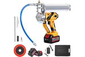 Trsaow Engrasadora Bateria,10000 PSI, Pistola de Grasa Eléctrica Doble Batería 21V 2000mAh, Indicador 4 Niveles,Con luz LED Súper Brillante Manguera Flexible 40cm (15,7")/Accesorios Battery Grease Gun