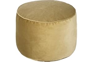 Loft 25 Premium Round Velvet BeanBag Footstool | Indoor Home Living Room Filled Pouffe Bean Bag | Ergonomic Design for Support | Durable & Comfortable (Lime Green)