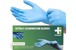Entealth Disposable Nitrile Examination Gloves Box of 100 Gloves 3.5 mil 3.5 gm Powder Free, Latex Free Medical Grade Blue Non-Sterile (Large L)
