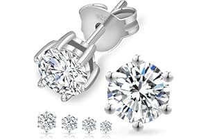 KRKC & CO KEEP REAL KEEP CHAMPION KRKC&CO Moissanite Stud Earrings, 5.5-7.5MM Diamond Earrings for Men, 925 Sterling Silver Earrings Hypoallergenic Studs, Gold Earrings, 1.2-3 CT Diamond Sparkly Solitaire Earrings for Men
