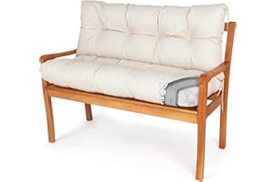 Spatium Bankauflage abnehmbar Bezug wasserdicht Sitz + Rücken gesteppt Bankkissen Bankpolster Polsterauflage Auflage für Gartenbank 30 Größen zur Auswahl, 7 Farben(120 x 100 x 10cm Beige)