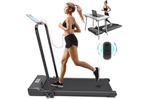 AJUMKER Walking Pad Treadmill,1-12 KM/h Foldable Treadmill Under the Desk Treadmill,2 HP Treadmill for Heavy People,LCD Display Double Control,Indoor Jogging Treadmill for Home Office Gym