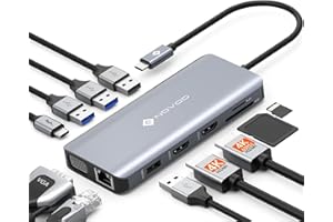 NOVOO USB C Docking Station Triple Display 11 in 1 Dual 4K@60Hz HDMI USB C Hub VGA Adapter Gigabit Ethernet 100W PD,4 USB Datenports,SD/TF Multiport Dock für MacBook M1 M2 HP Dell Lenovo Surface