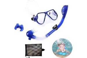 AMBOLIO Maschera Sub,Set Snorkeling Bambini,Kit Maschera e Boccaglio Snorkeling,Impermeabile Anti-Appannamento,con Panoramica a 180 Gradi,Sicuro e Resistente Unisex Bambini.