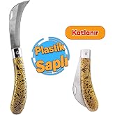 Plastik Saplı Bı&ccedil;ak &Ccedil;akı Soğuk Aşı Macunu Profesyonel &Ccedil;elik Eğri U&ccedil; Bağ Ağa&ccedil; Budama Bı&ccedil;ağı 1 Adet
