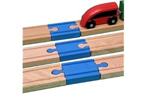 Baymo Male/Female Train Track Adapters to fit Wooden Railway for Kids Age 3 Years & Up - Railway Set Accessories & Add Ons