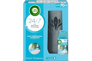 Air Wick Freshmatic 1 Device and 1 Automatic Spray Air Freshener Refill, Turquoise Oasis Scented Essence, Travel from Home Collection - Black