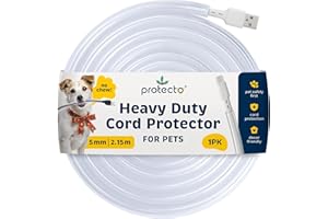 PROTECTO Wire Protector from Pets, Clear Cable Sleeve Animal Proof - 2.15m Odor-Free Cat & Dog Chew Resistant Floor Cable Cover, Plastic Cord Organiser for Power, Lightning, RCA & HDMI Cables