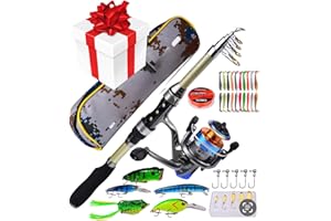 Set de Pesca Completo con Mochila JCSSHOPING – Caña de Pescar 1,8 m, Carrete, Vinilos, Cucharillas, Hilo y Rapalas – Todo lo Necesario para una Experiencia de Pesca