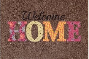 oKu-Tex Wycieraczka | Wycieraczka zatrzymująca brud | "Deco-Soft Entrance" | Welcome Home | nadruk | do wnętrz | strefy wejściowej / drzwi wejściowe / klatka schodowa | antypoślizgowa | 50 x 80 cm