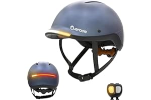 OVERADE Casque Life pour vélo, Trottinette, avec éclairage Puissant Avant/arrière - Fonction Clignotants - Taille Unique