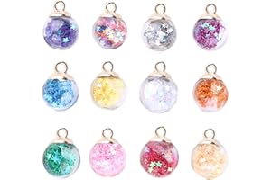 HOSHISEA 66 Stück Dome Ball Charme, Bunte Glaskugel Charms, Glaskugel Anhänger, für Halskettenanhänger Herstellen, Ohrringe, DIY Kunsthandwerk (Mehrere Farben)