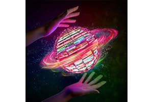 BYUERT Fliegender Ball, Mini Drohne Spielzeug Für Kinder Jungen Mädchen, Flying Boomerang Ball ab 6 Jahren mit LED Licht, Hand Controlled Hover Ball Geschenke, Cooles Flugzeug Spielzeug für 6-12 Jahre - Rot