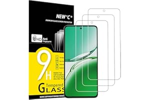 NEW'C 3 Piezas, Protector Pantalla para OPPO Reno 13 F / 13 FS 5G/4G, Reno12 F 4G, Reno12 FS 5G, Cristal templado Antiarañazos, Antihuellas, Sin Burbujas, Dureza 9H, Transparente, Ultra Resistente