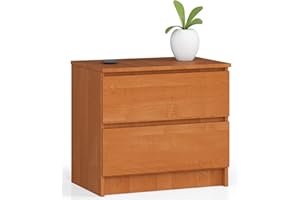 AKORD | Cassettiera K60 a 2 Cassetti | Moderna Mobiletto per Soggiorno Sala da Pranzo Camera da Letto Corridoio Bagno | Armadio Cameretta | 60x55x40 cm | Ontano