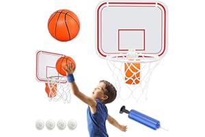 LURNODY Mini Basketball Korb Set, Basketballkorb Indoor für Kinder, Mini Basketballkorb für den Mülleimer, mit Rückwand, Bällen, Pumpe, 4 Saugnäpfe, Basketballkörbe tür Set für Jungen Mädchen Outdoor Indoor