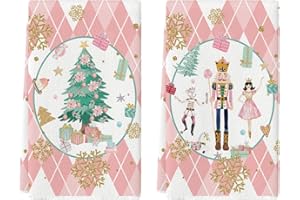 Artoid Mode Set di 2 asciugamani in poliestere con diamanti rosa e strass, per albero di Natale, 42 x 65 cm, decorazione invernale in poliestere