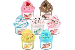 NIURUILSI Scented Slime Kit with 7 Pack Butter Slimes,Dual Colored Peachybbies Slime Watermelon Charms,Super Soft and Non-Sticky,Stress Relief Toy Party Favors Birthday Gifts for Girls,Goodie Bag Stuffers