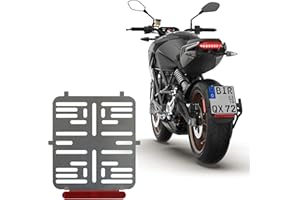 3D CARBON DESIGN 1x Kennzeichenhalter 180 X 200 mm Rahmenlos 100% Edelstahl (Rostfrei) 0,8 mm dick - Mit Rückstrahler Reflektor ROT - Für Motorrad - Roller