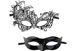 BOZILY Masquerade Ball Masks - Couple Lace Masks for Mardi Gras, Venetian Party & Halloween