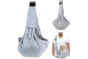 Transporttasche für Hunde, dellyy Hundetragetasche bis 6.5kg, Tragetuch Haustier Verstellbar, Schultertasche für Kleine Hunde, Hundetasche für Spaziergänge und Aktivitäten im Freien (Grau)
